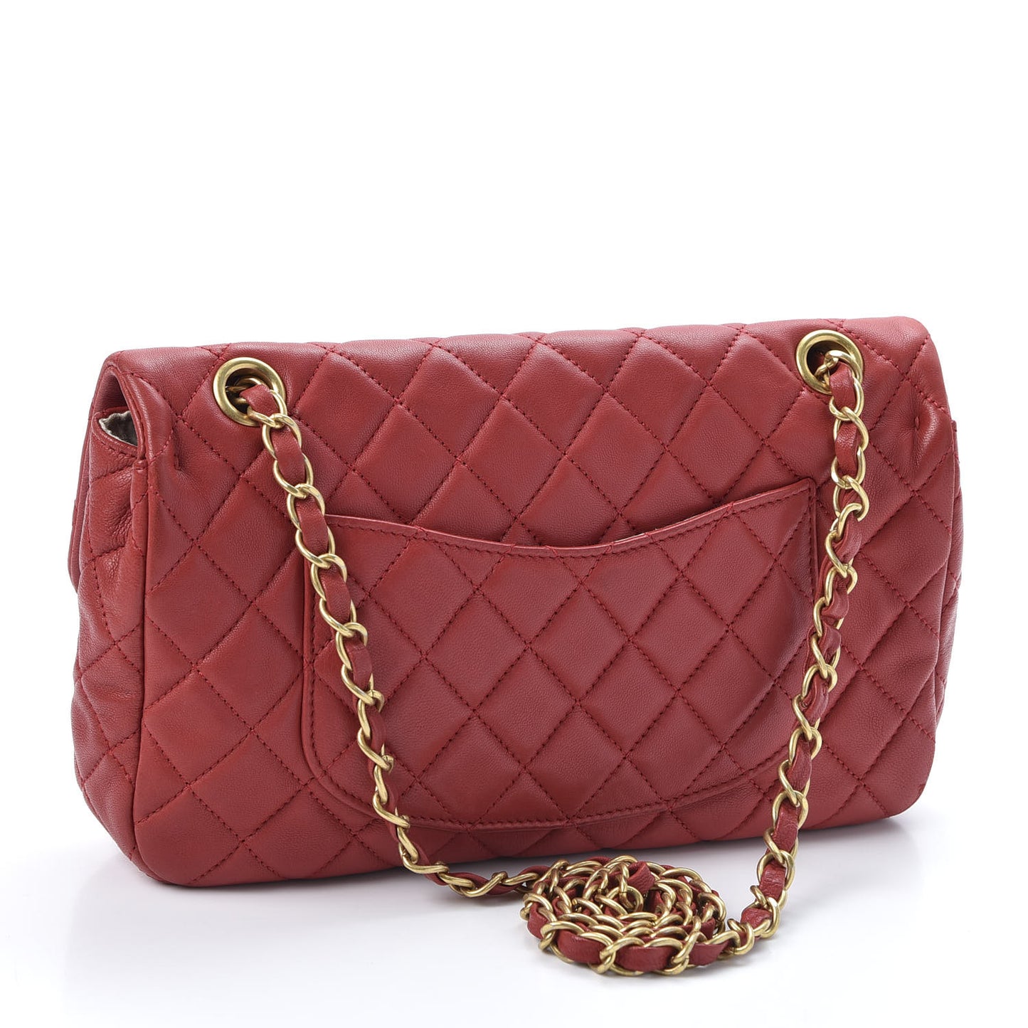 Lambskin Quilted Valentine Charms Medium Flap Red