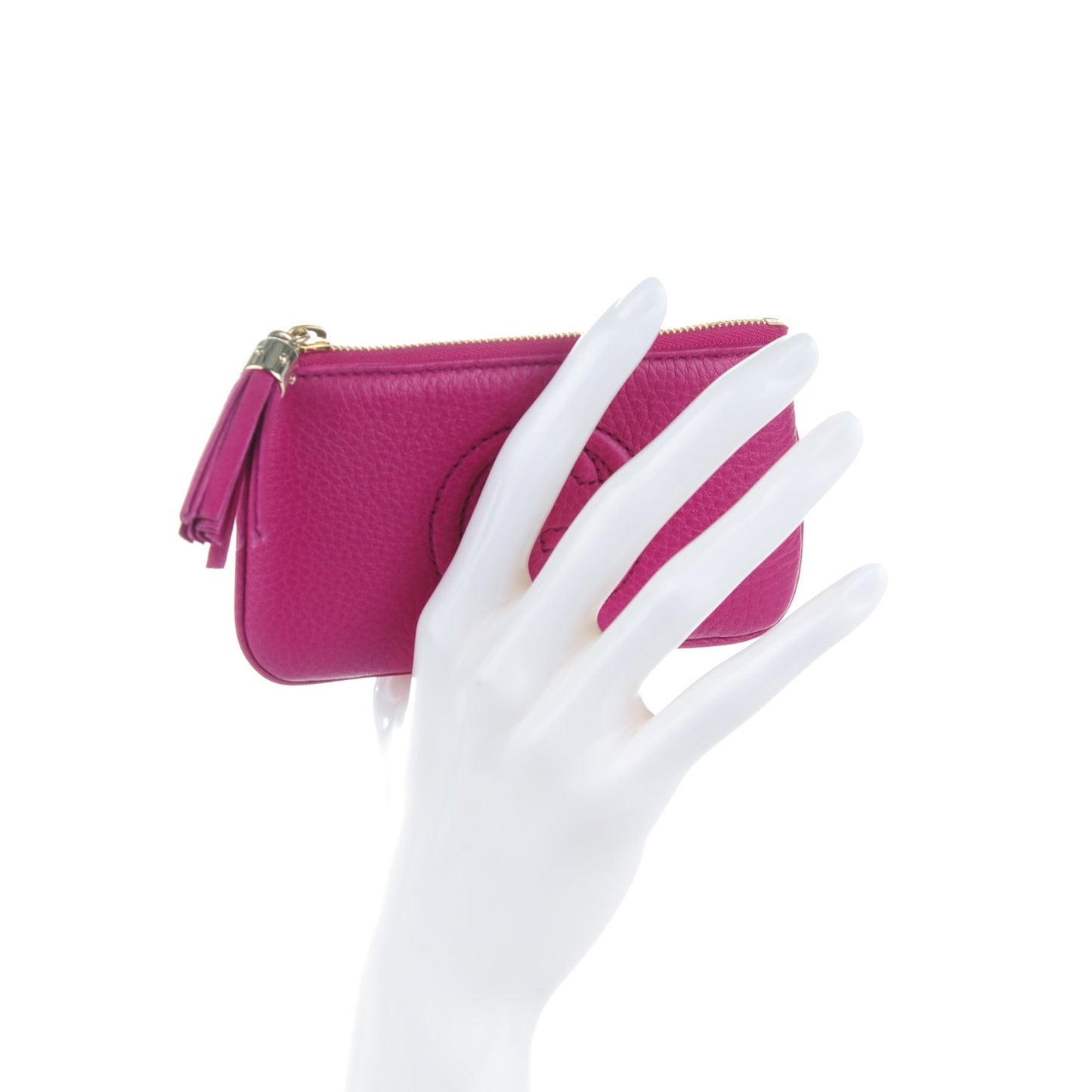 Pebbled Calfskin Soho Key Case Bright Bougainvillea