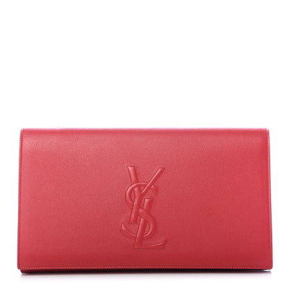 Saint Laurent Calfskin Monogram Large Belle De Jour Clutch Red 1 of 6