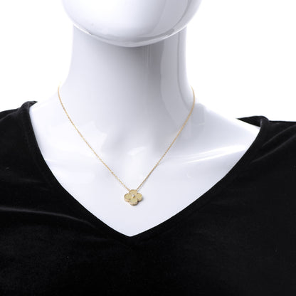 Van Cleef & Arpels 18K Yellow Gold Diamond Yellow Mother of Pearl Vintage Alhambra Pendant Necklace 2 of 7