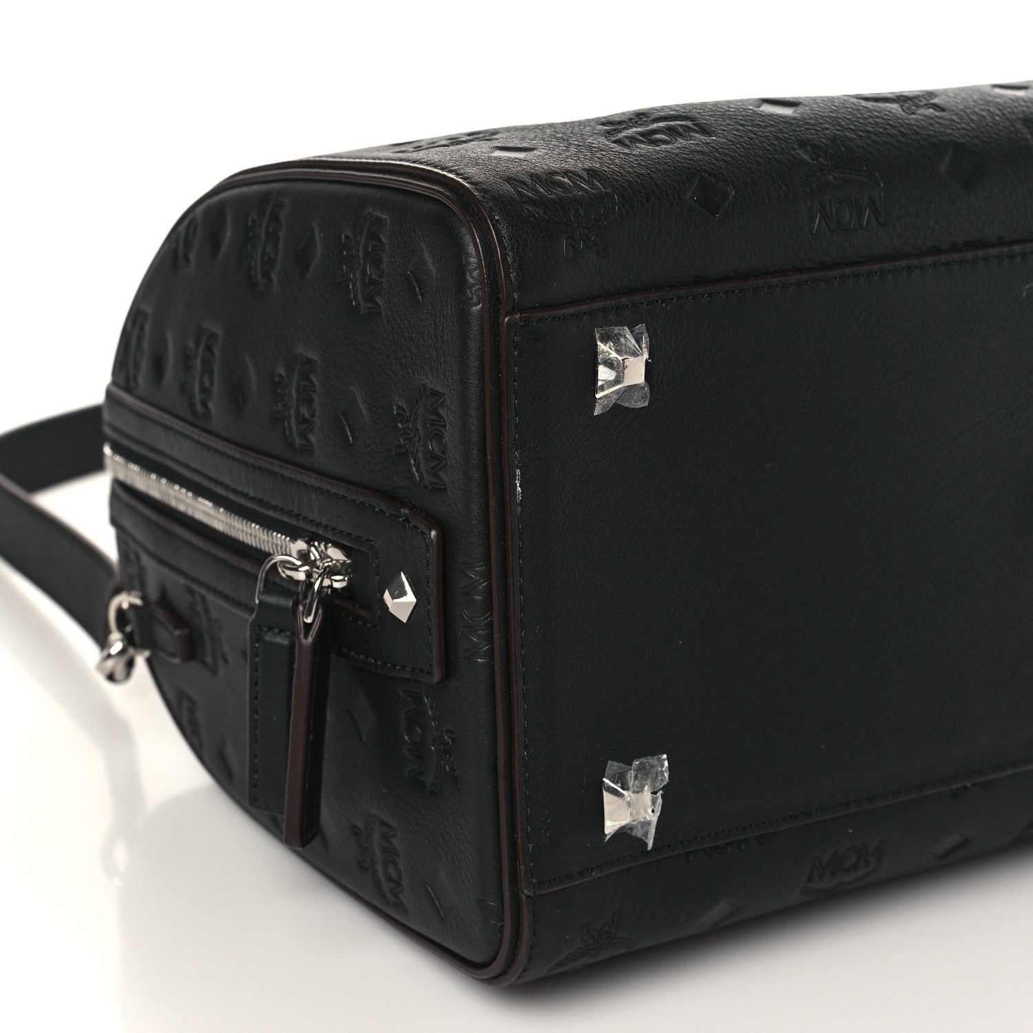 MCM Calfskin Ottomar Monogram Essential Boston Bag Black 8 of 9