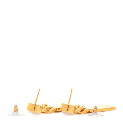 Chanel Crystal Tag Drop Earrings Gold 3 of 5