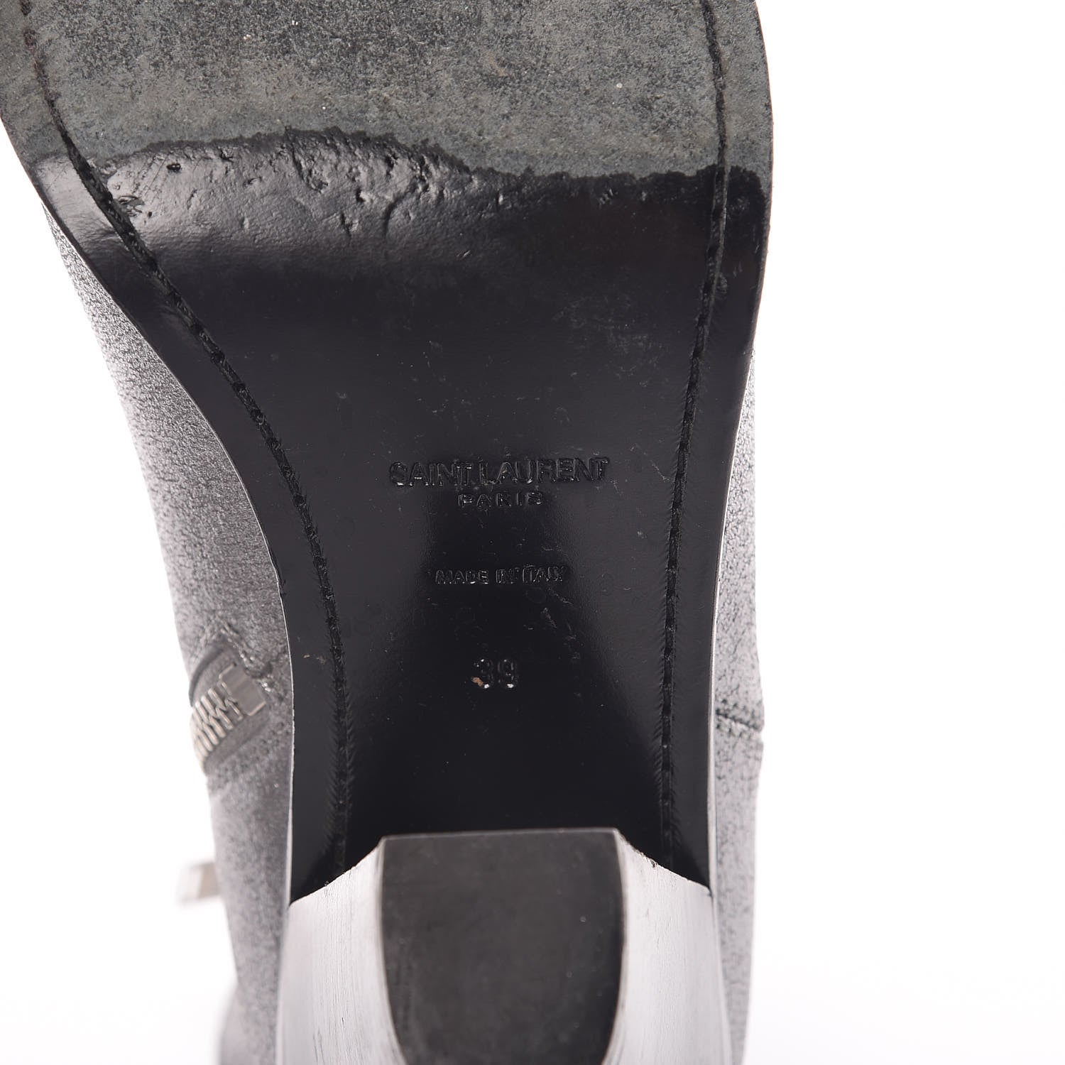 Saint Laurent Metallic Suede Curtis Ankle Boots 39 Dark Silver 9 of 22