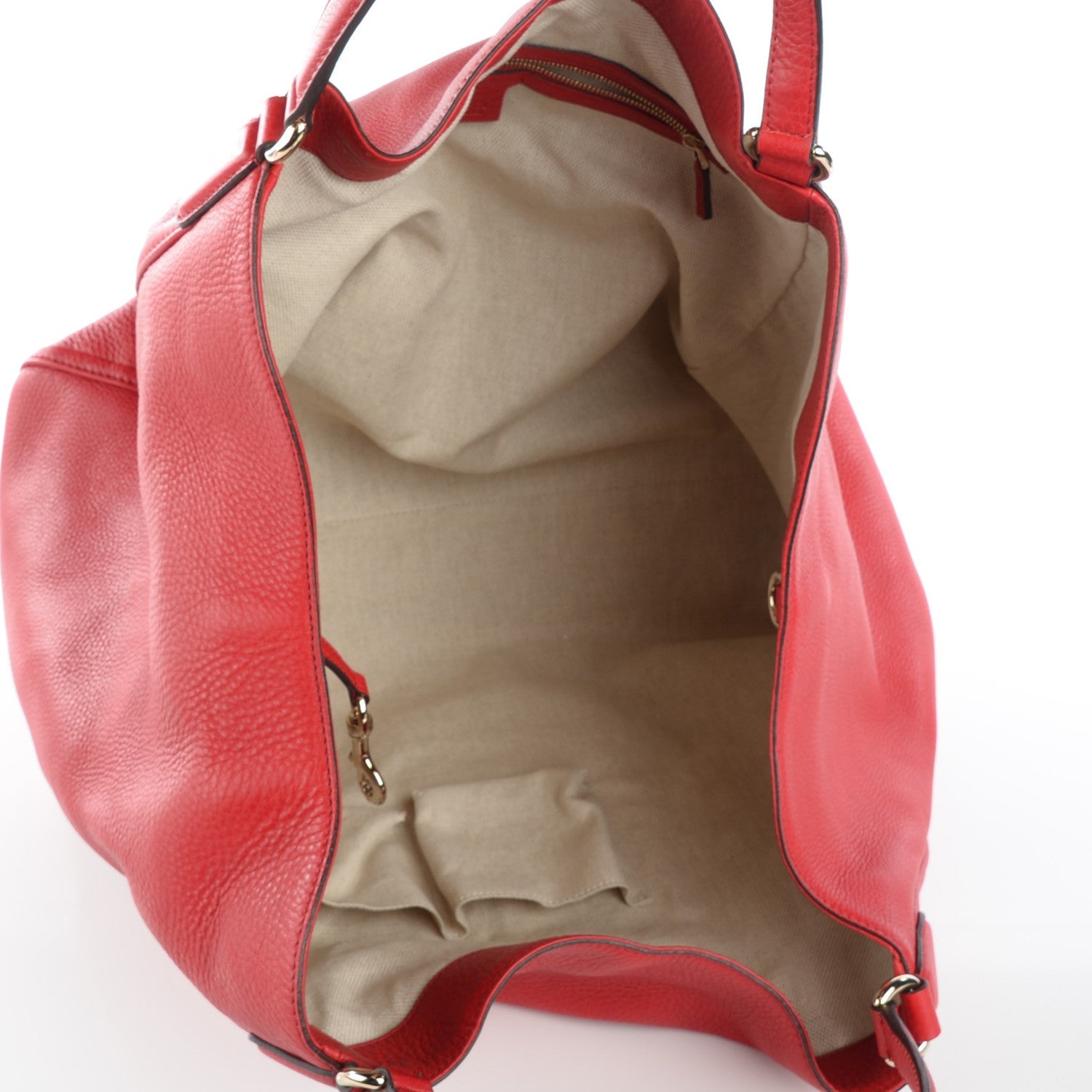 Gucci Pebbled Calfskin Large Soho Shoulder Bag Red 7 of 7