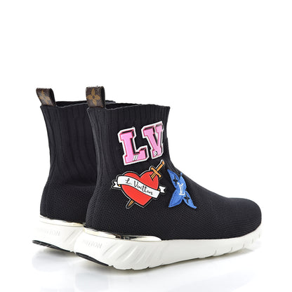 Louis Vuitton Stretch Fabric LV Black Heart Sock Sneaker 36.5 Black 4 of 10