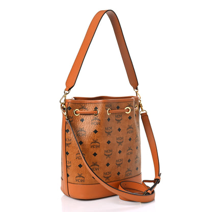 MCM Visetos Medium Dessau Drawstring Bucket Bag Cognac 4 of 9
