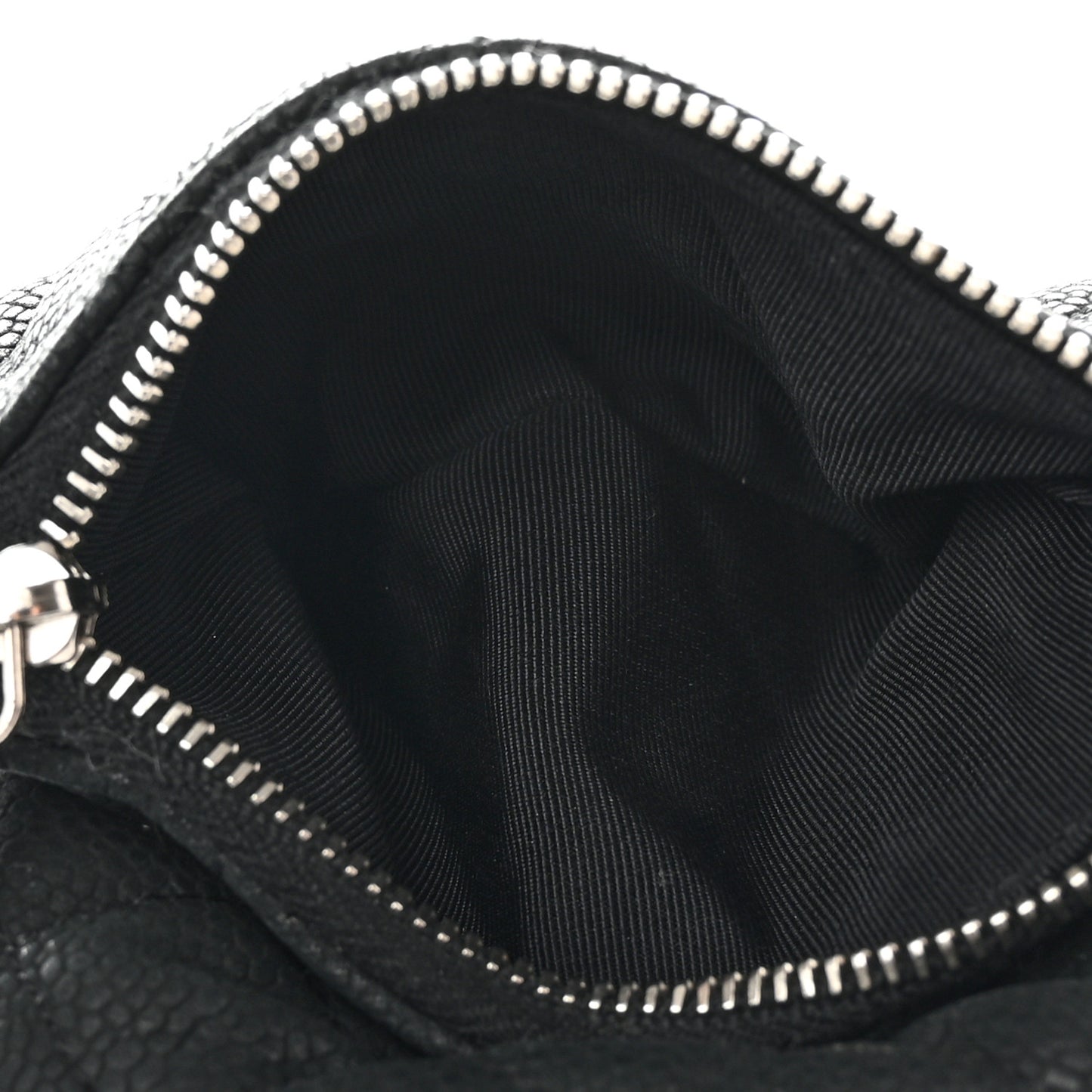 Iridescent Caviar Quilted Coin Purse Black