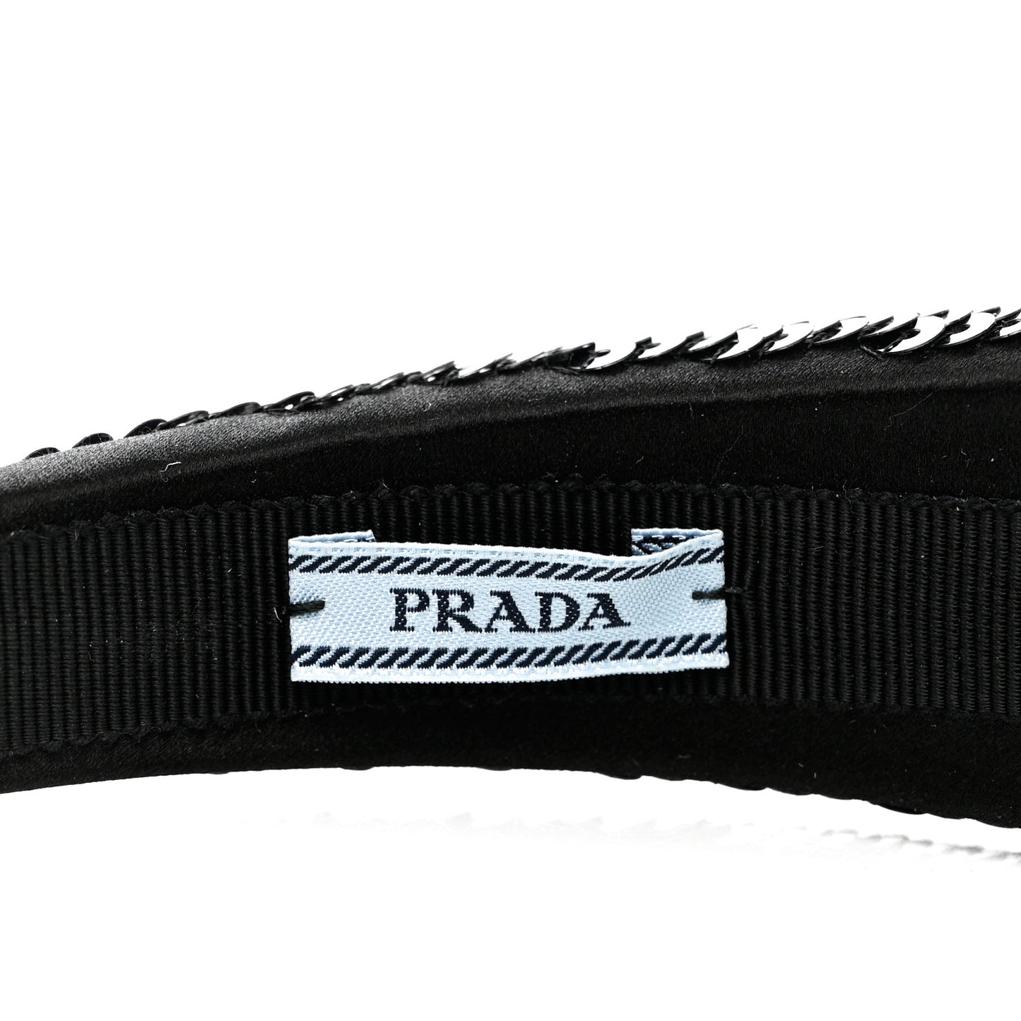 Satin Sequin Embellished Headband Clear Black