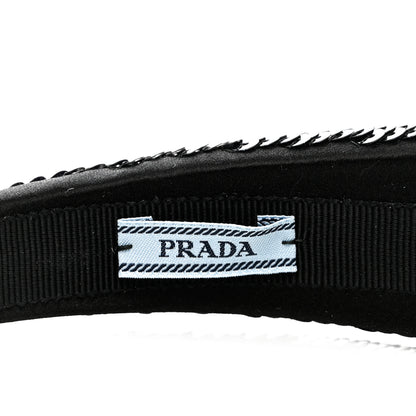 Prada Satin Sequin Embellished Headband Clear Black 4 of 4