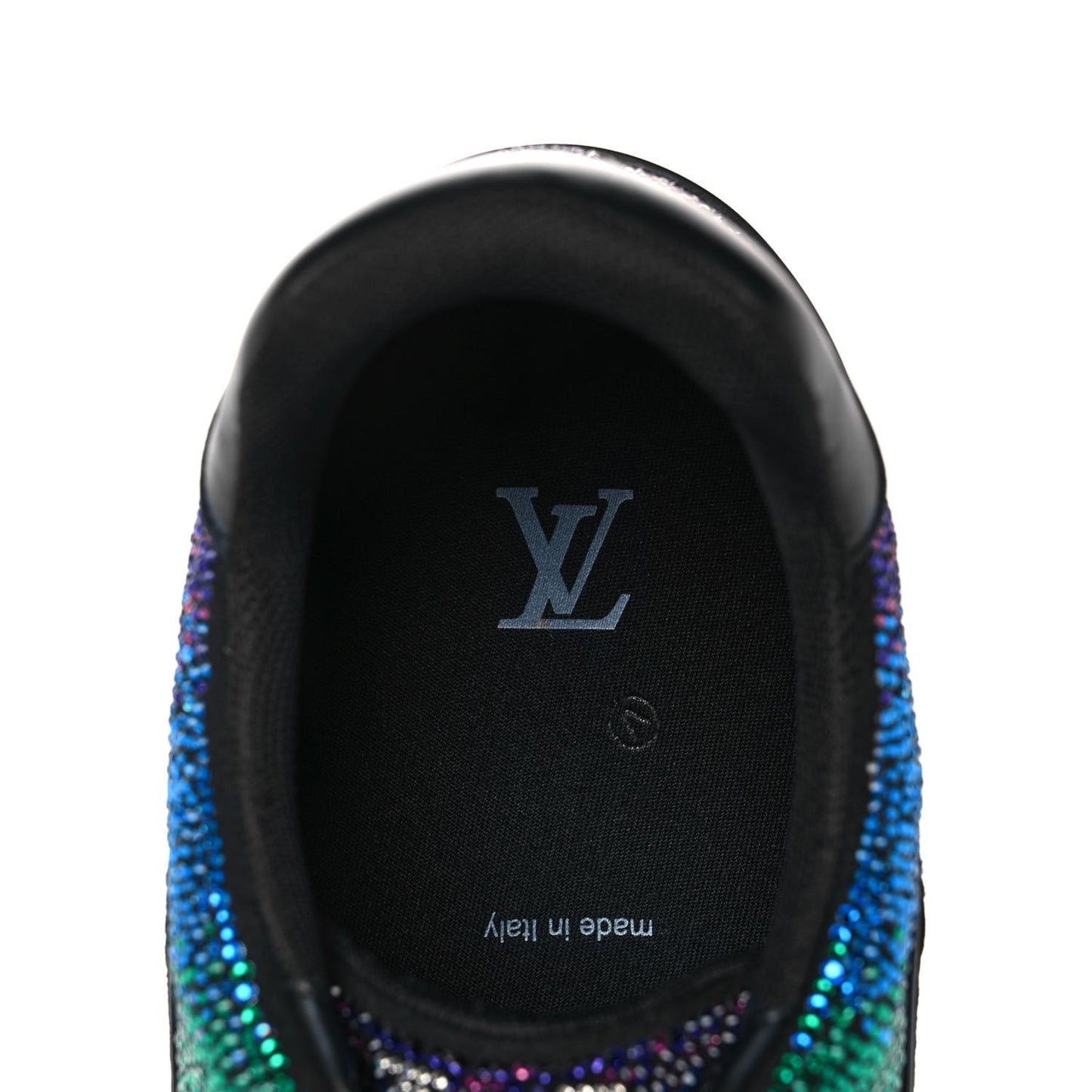 Crystal Mens LV Trainer Sneakers 13 Black