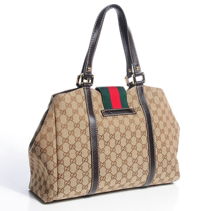 Gucci Monogram Large New Ladies Web Tote Dark Brown 3 of 7
