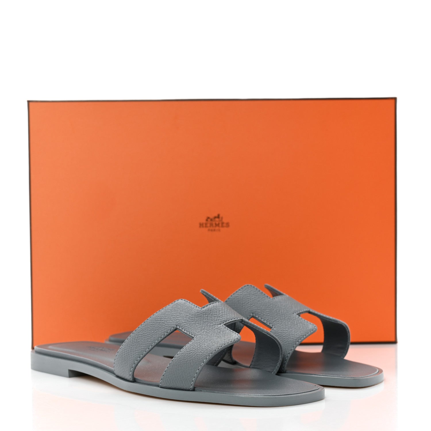 Hermes Epsom Oran Sandals 37.5 Gris Antarctique 9 of 9
