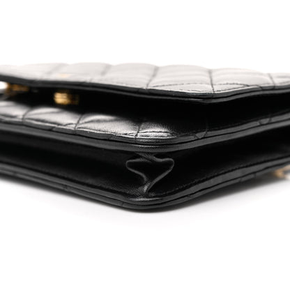 Chanel Lambskin Quilted Wallet On Chain WOC Black 10 of 11