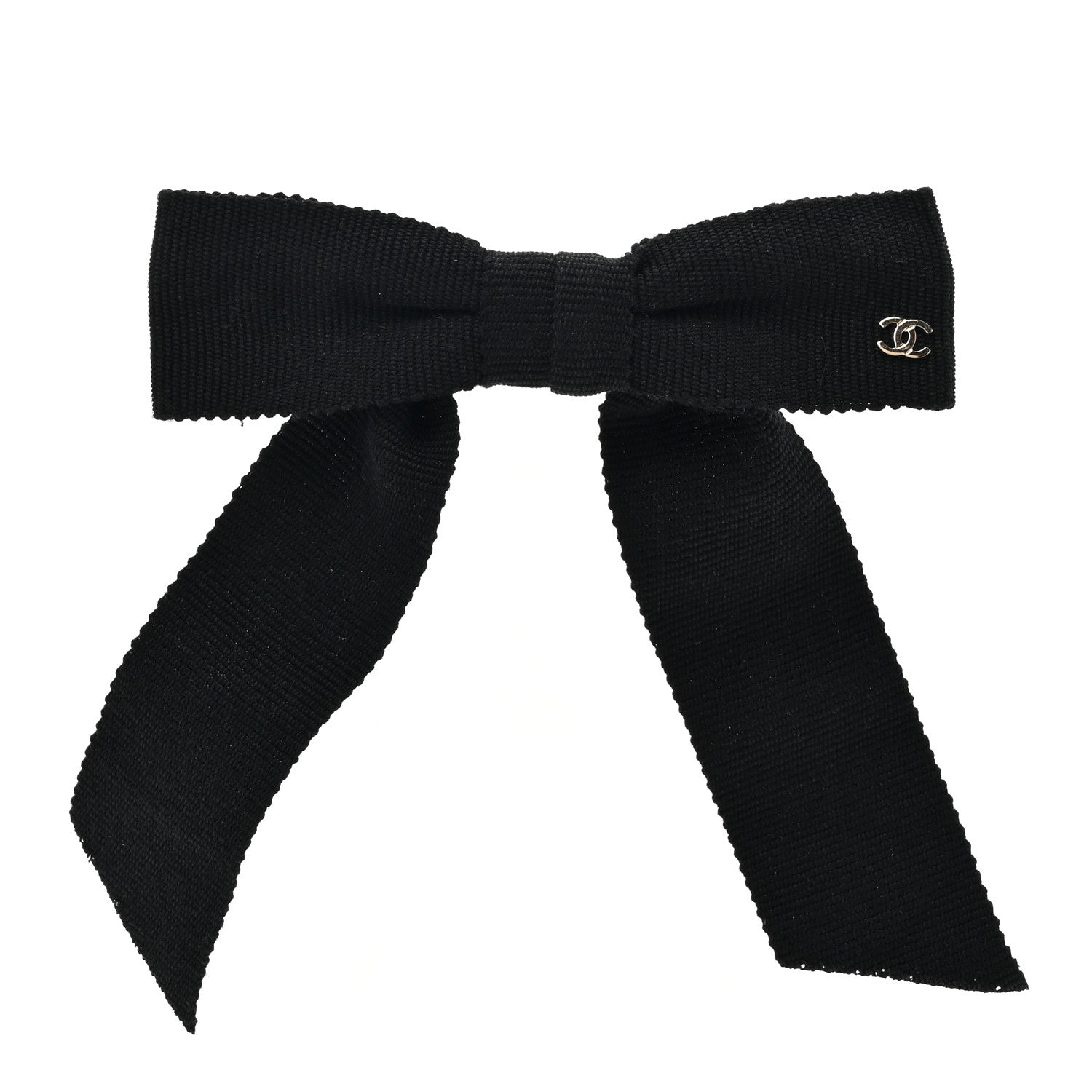 Chanel Grosgrain Bow CC Hair Clip Black 1 of 4