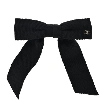 Chanel Grosgrain Bow CC Hair Clip Black 1 of 4