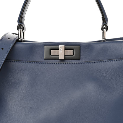 Fendi Calfskin Medium Peekaboo Iconic Satchel Blue 9 of 13