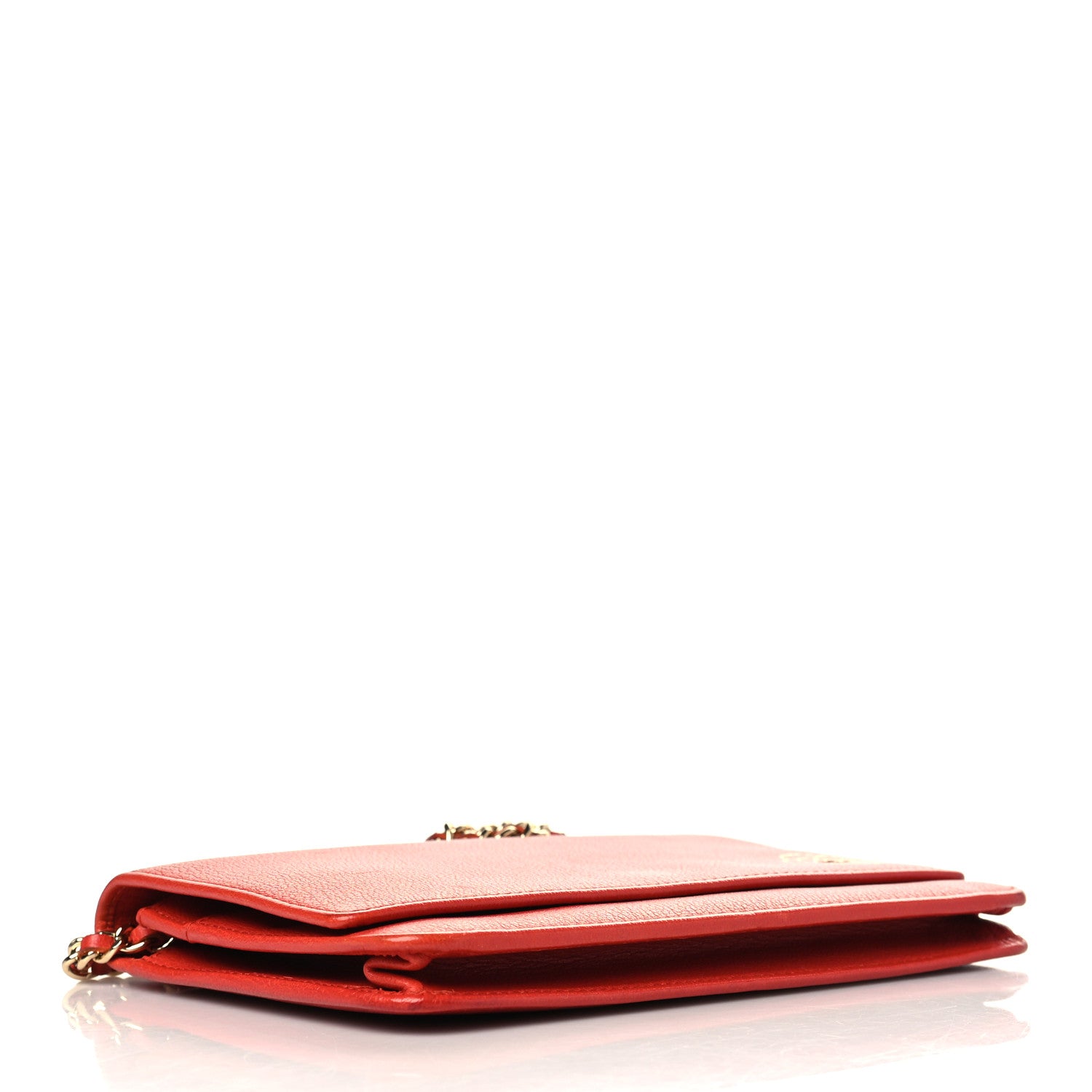 Chanel Goatskin Camellia CC Wallet On Chain WOC Orange 3 of 13