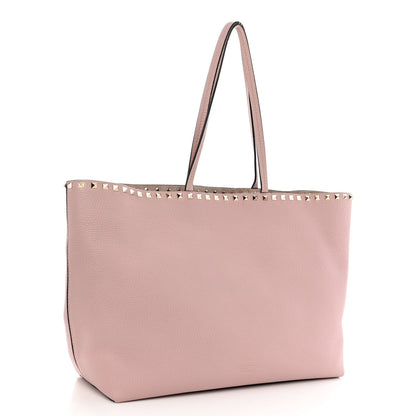 Valentino Garavani Grained Calfskin Rockstud Shoulder Tote Water Rose 3 of 10