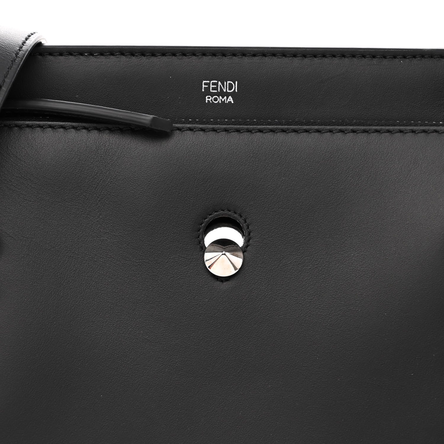 Fendi Vitello Baltico Dolce Shiny Nappa Lace Up DotCom Satchel Black Blue 9 of 11
