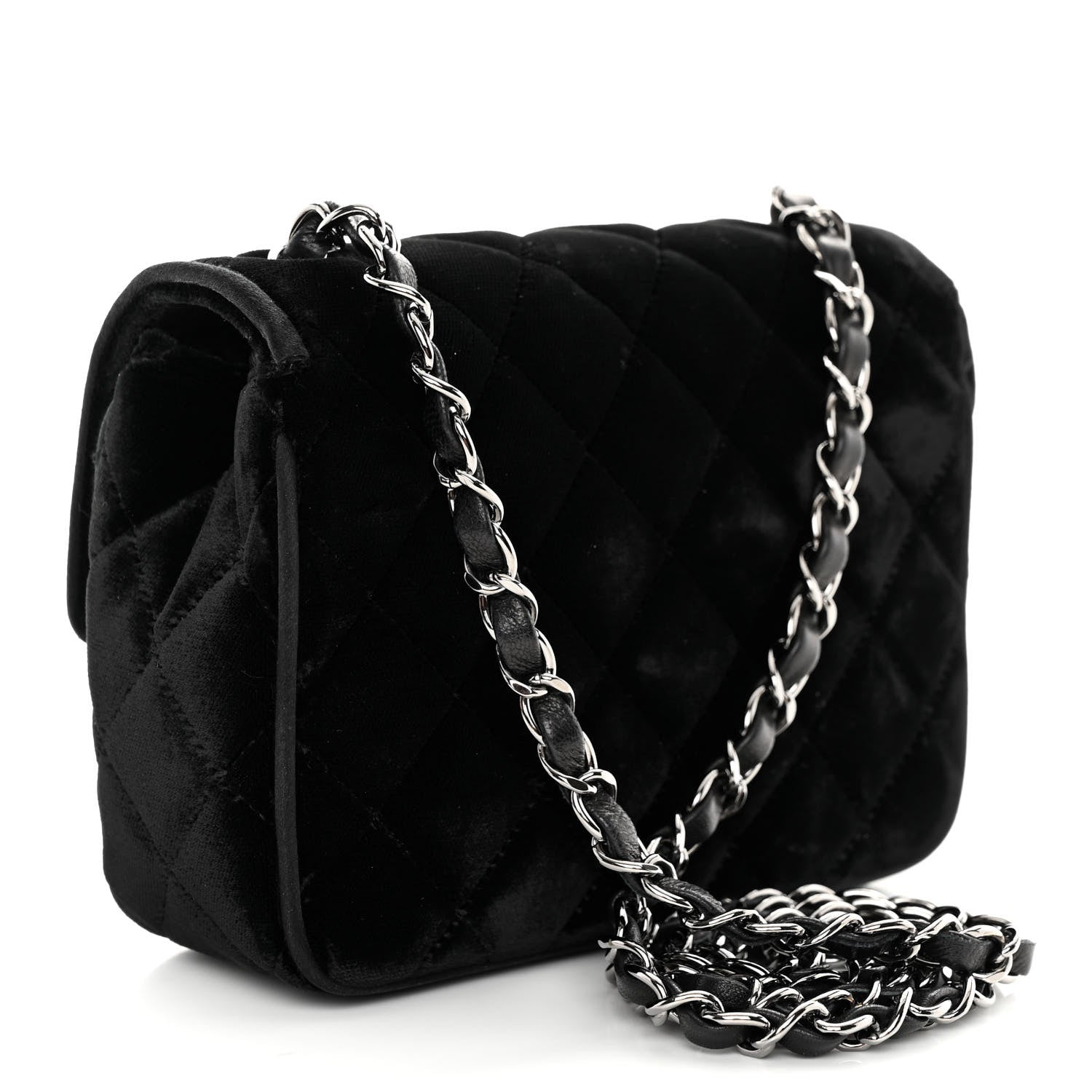 Chanel Velvet Quilted Mini Square Flap Black 3 of 11