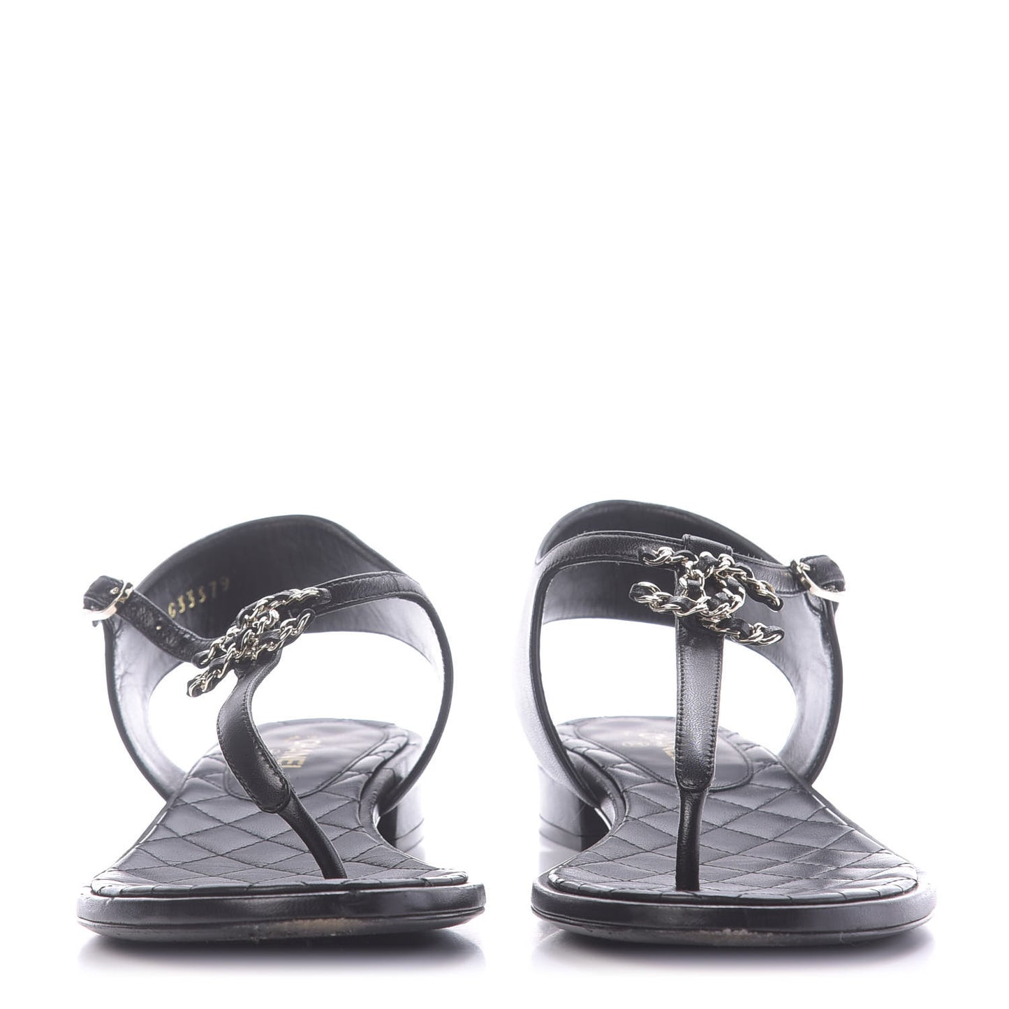 Lambskin CC Thong Sandals 38 Black