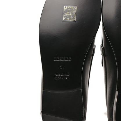 Hermes Calfskin Womens Destin Loafers 37 Black 6 of 9