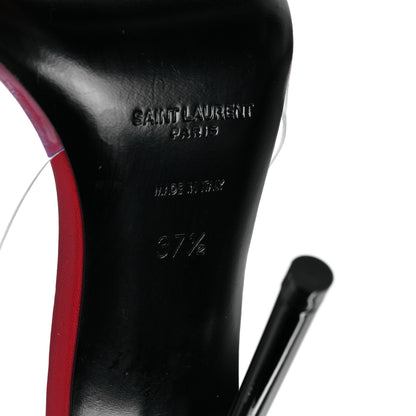 Saint Laurent Calfskin PVC Chica 115 Slingback Pumps 37.5 Red 6 of 7