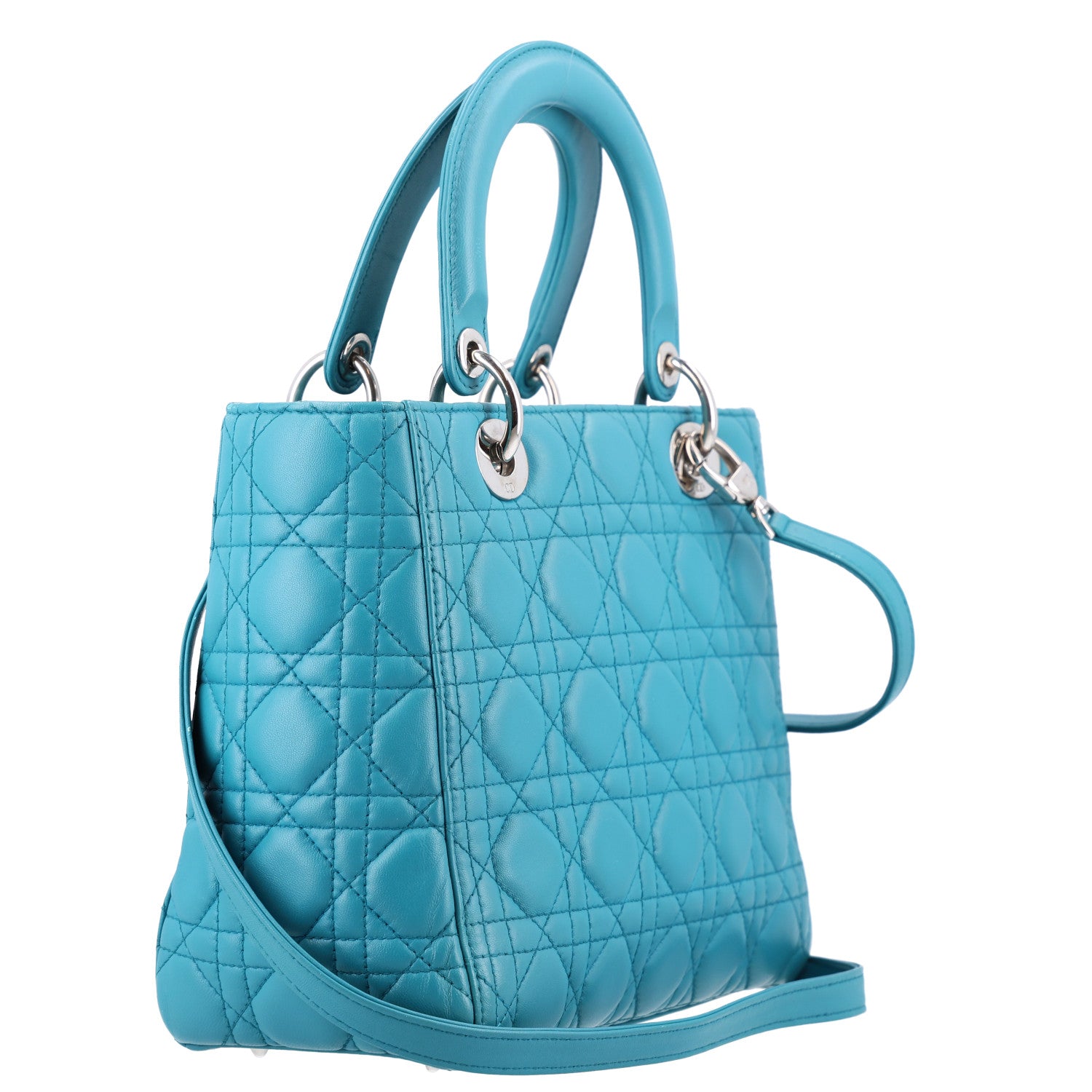 Christian Dior Lambskin Cannage Medium Lady Dior Blue 3 of 10