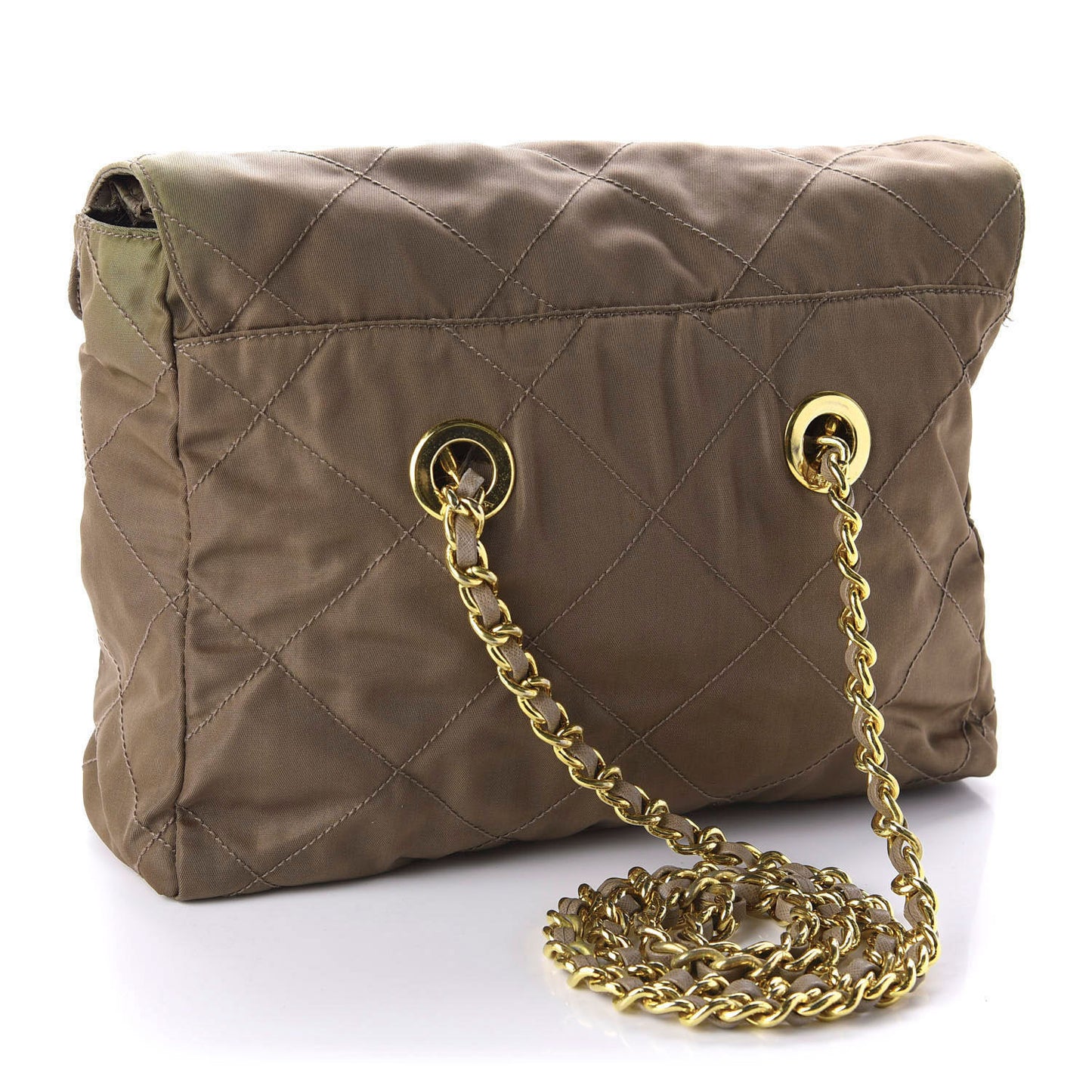 Nylon Tessuto Impuntu Quilted Shoulder Bag Cocco