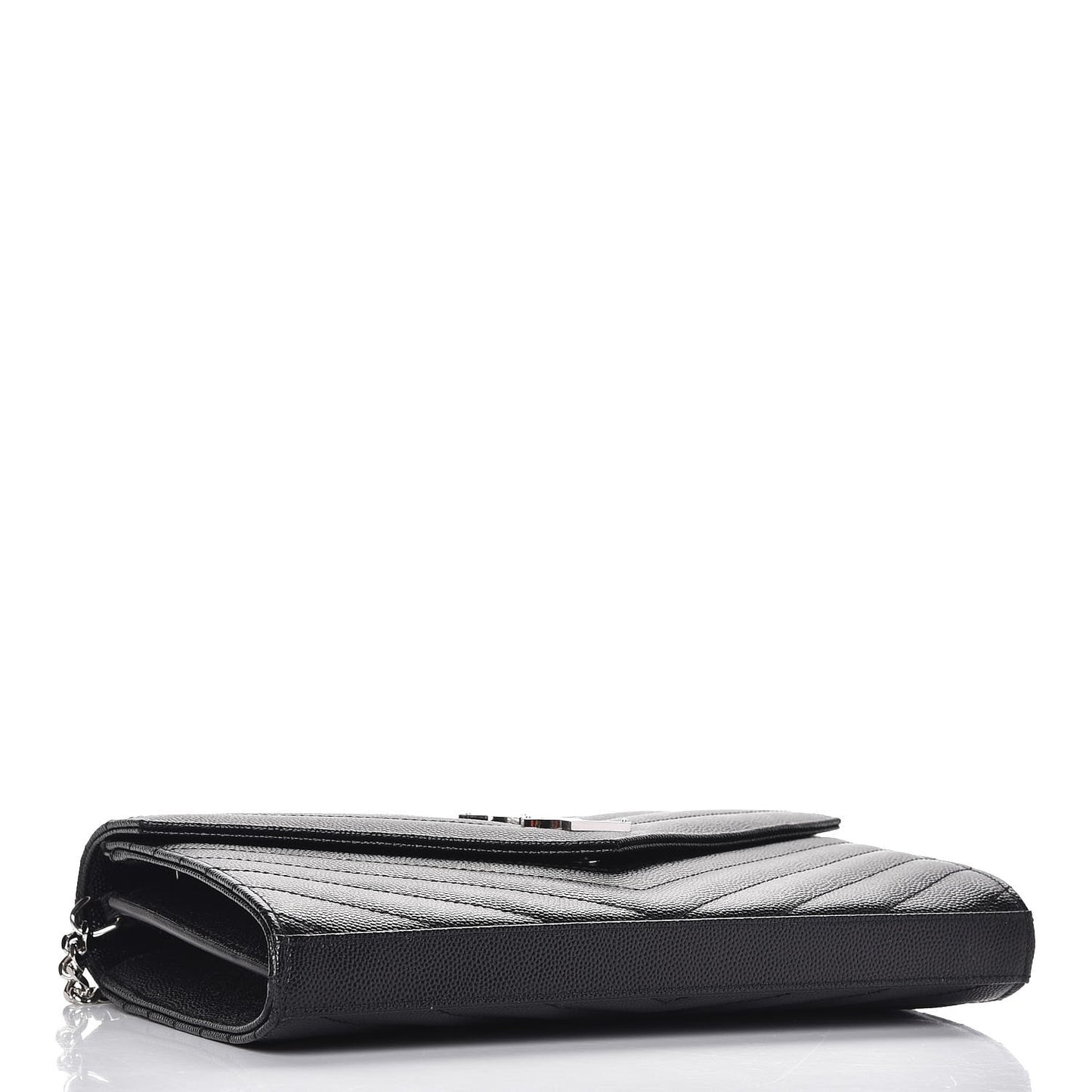 Grain De Poudre Matelasse Chevron Monogram Chain Wallet Black