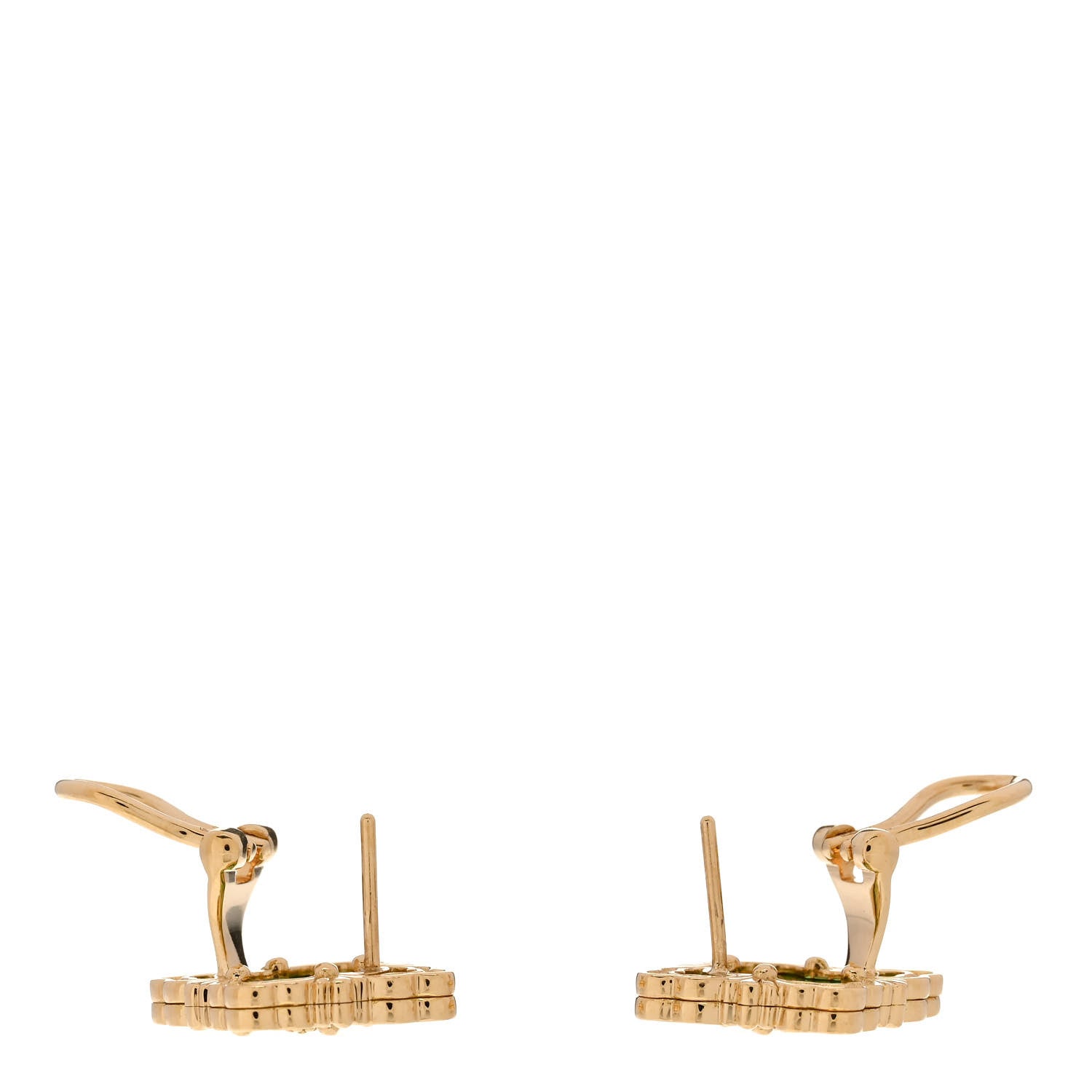 Buccellati 18K Yellow Gold Enamel Medium Opera Tulle Earrings Green 3 of 6