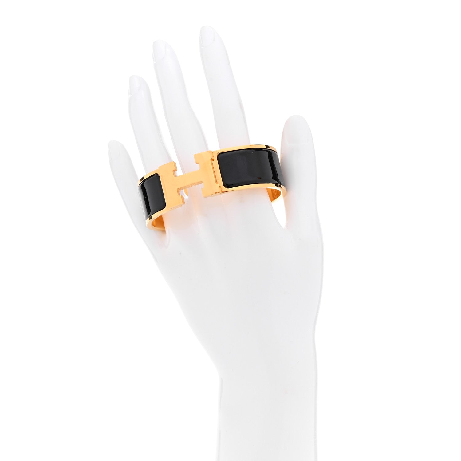 Hermes Enamel Wide Clic Clac H Bracelet GM Black 2 of 5