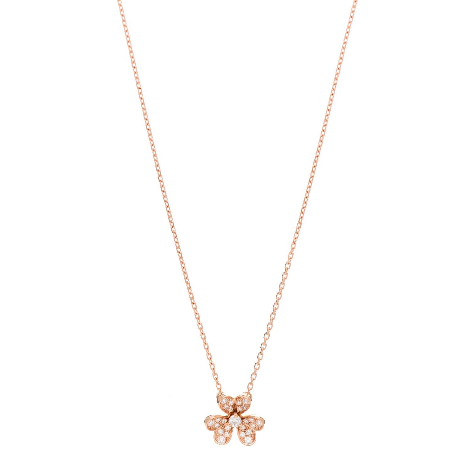 Van Cleef & Arpels 18K Rose Gold Diamond Mini Frivole Pendant Necklace 1 of 5