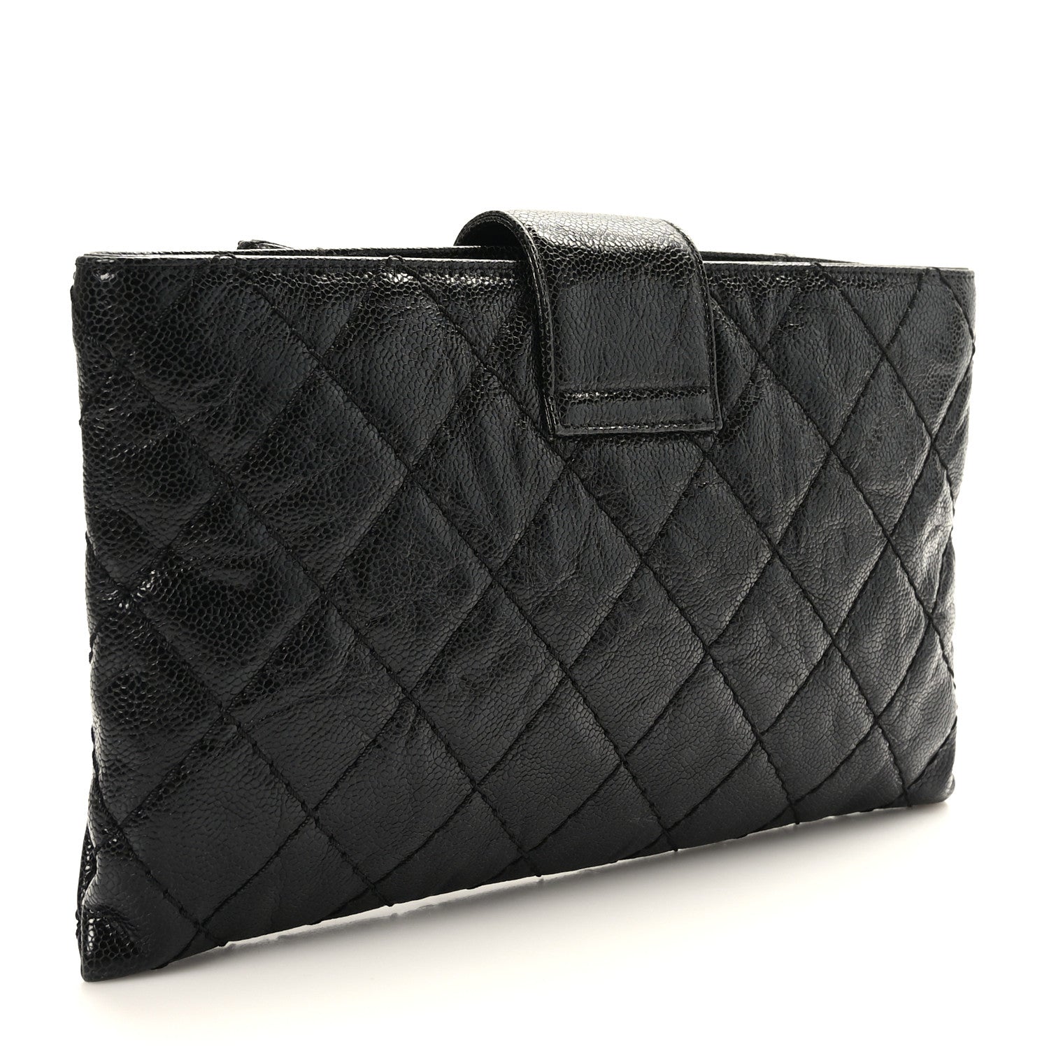 Chanel Caviar Quilted Coco Pleats Clutch Black 3 of 8