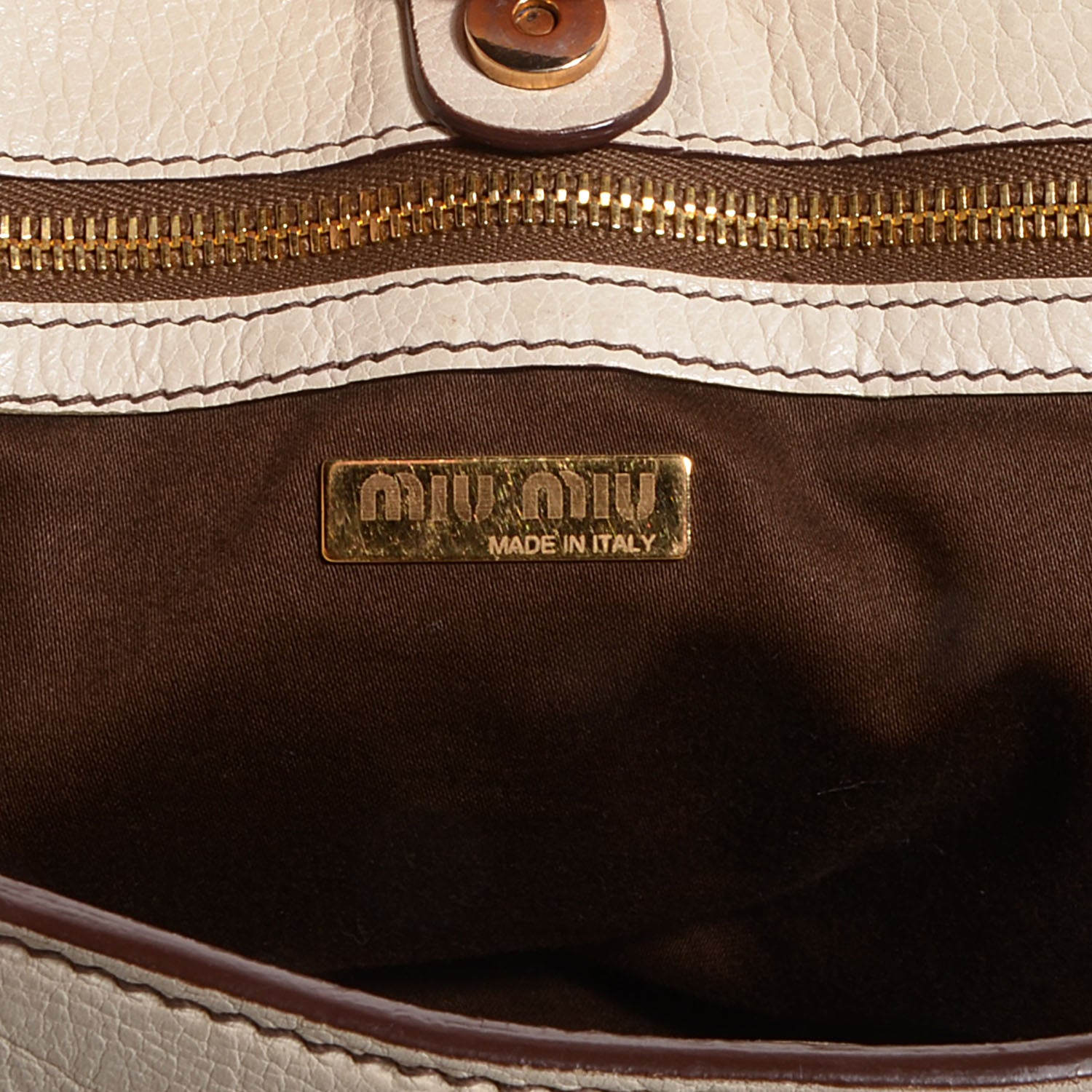 Miu Miu Leather Chain Shoulder Bag Ivory 8 of 9