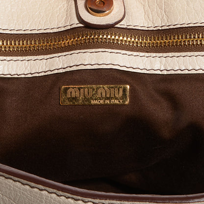 Miu Miu Leather Chain Shoulder Bag Ivory 8 of 9