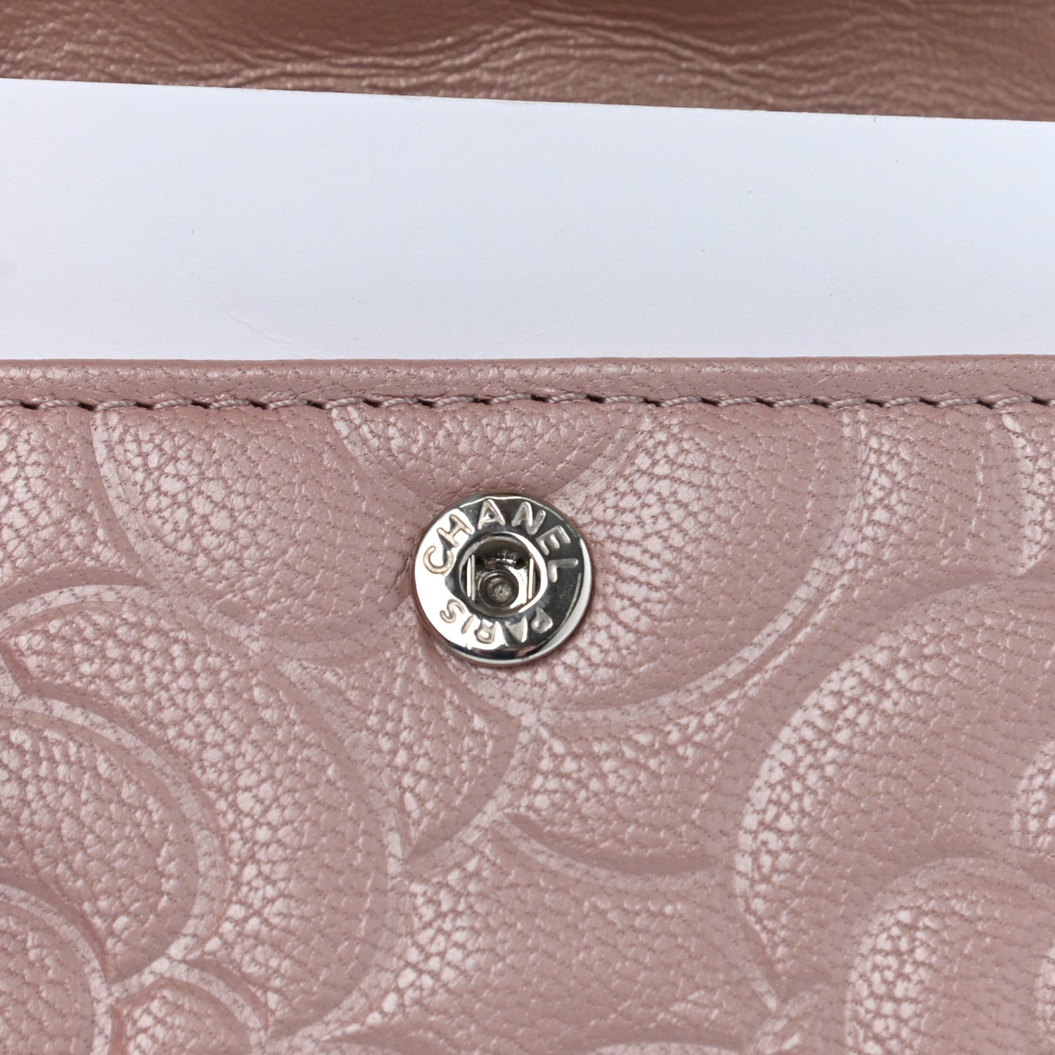 Chanel Goatskin Camellia Embossed Card Holder Wallet Light Pink 9 of 9