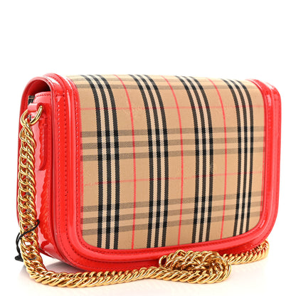 Burberry Patent 1983 Knight Check Link Shoulder Bag Bright Red 3 of 9