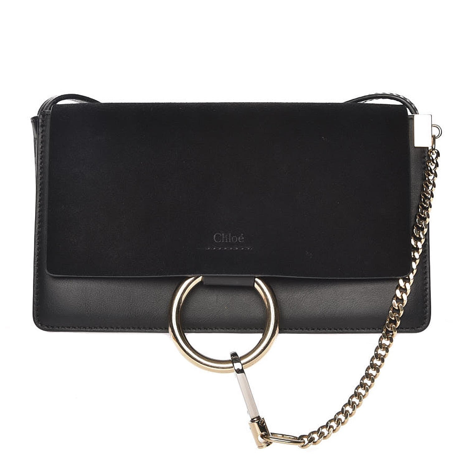 Chloe Suede Calfskin Small Faye Shoulder Bag Black 1 of 7