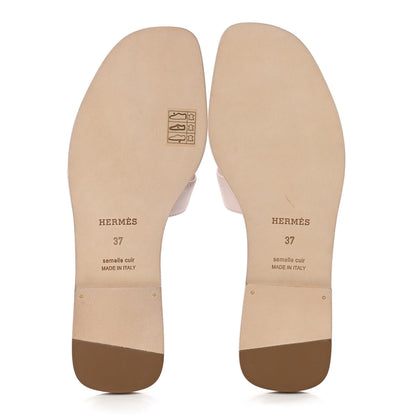 Hermes Box Calfskin Oran Sandals 37 Rose Pale 5 of 8