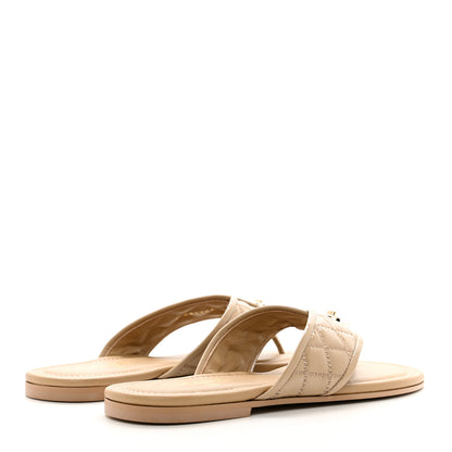 Chanel Patent Quilted CC Sandals 38 Beige 4 of 9