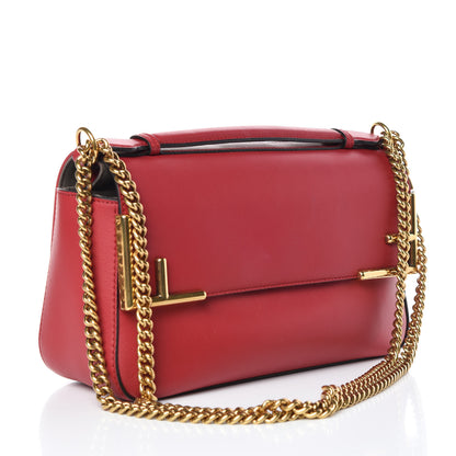 Fendi Vitello Grace Glazed Fabric FF 1974 Double F Shoulder Bag Fragola Mogano Panna 3 of 10