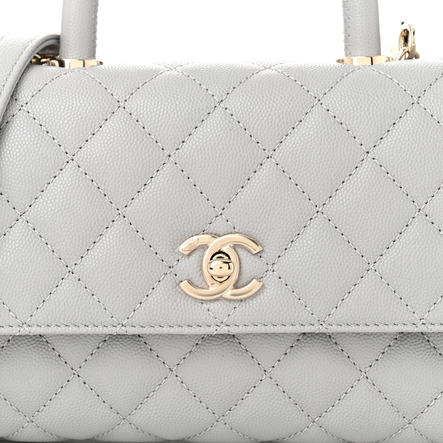Caviar Quilted Mini Coco Handle Flap Grey