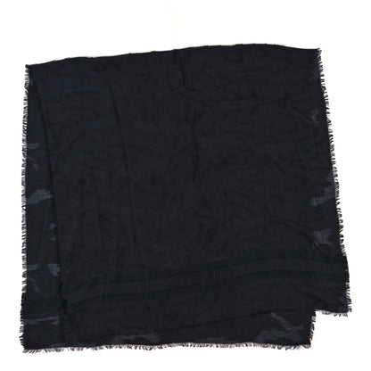 Christian Dior Silk Wool Cashmere Dior Camouflage Stole Black 2 of 3