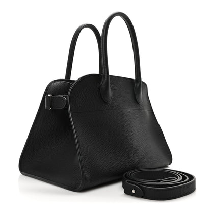 The Row Grained Calfskin Soft Margaux 10 Bag Black 3 of 9