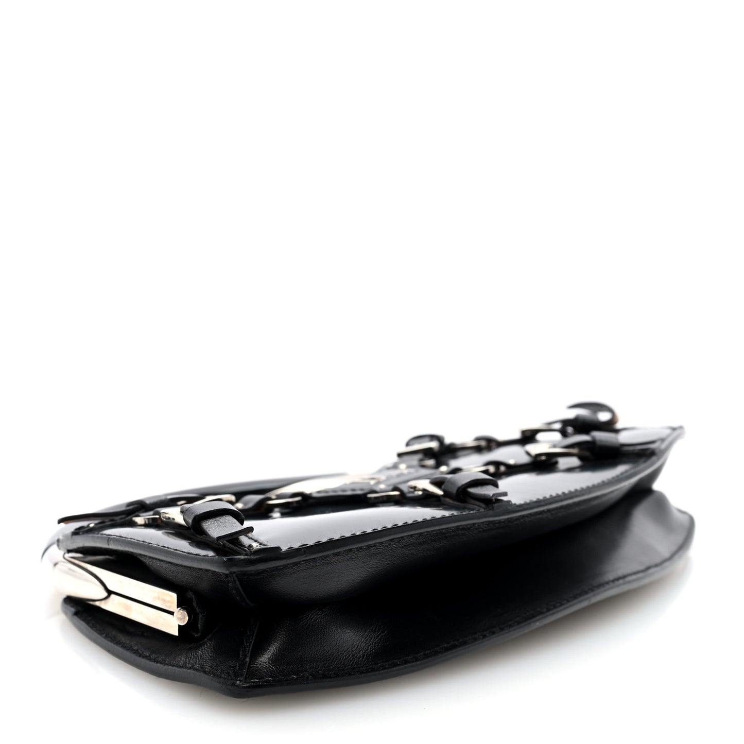 Glazed Calfskin Bondage Clutch Black