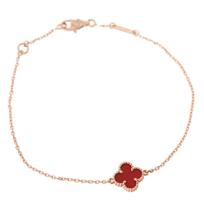 Van Cleef & Arpels 18K Rose Gold Carnelian Sweet Alhambra Bracelet 1 of 6