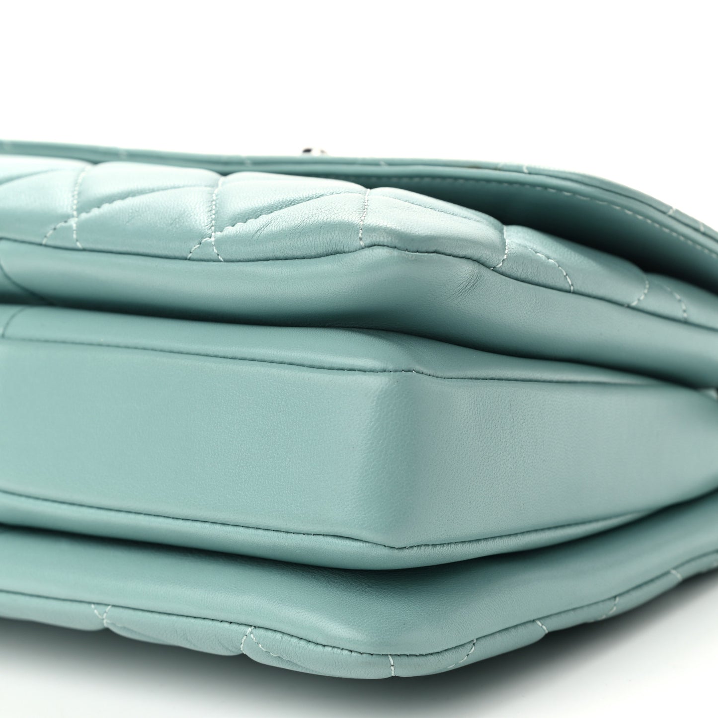 Lambskin Quilted Small Trendy CC Flap Dual Handle Bag Light Green