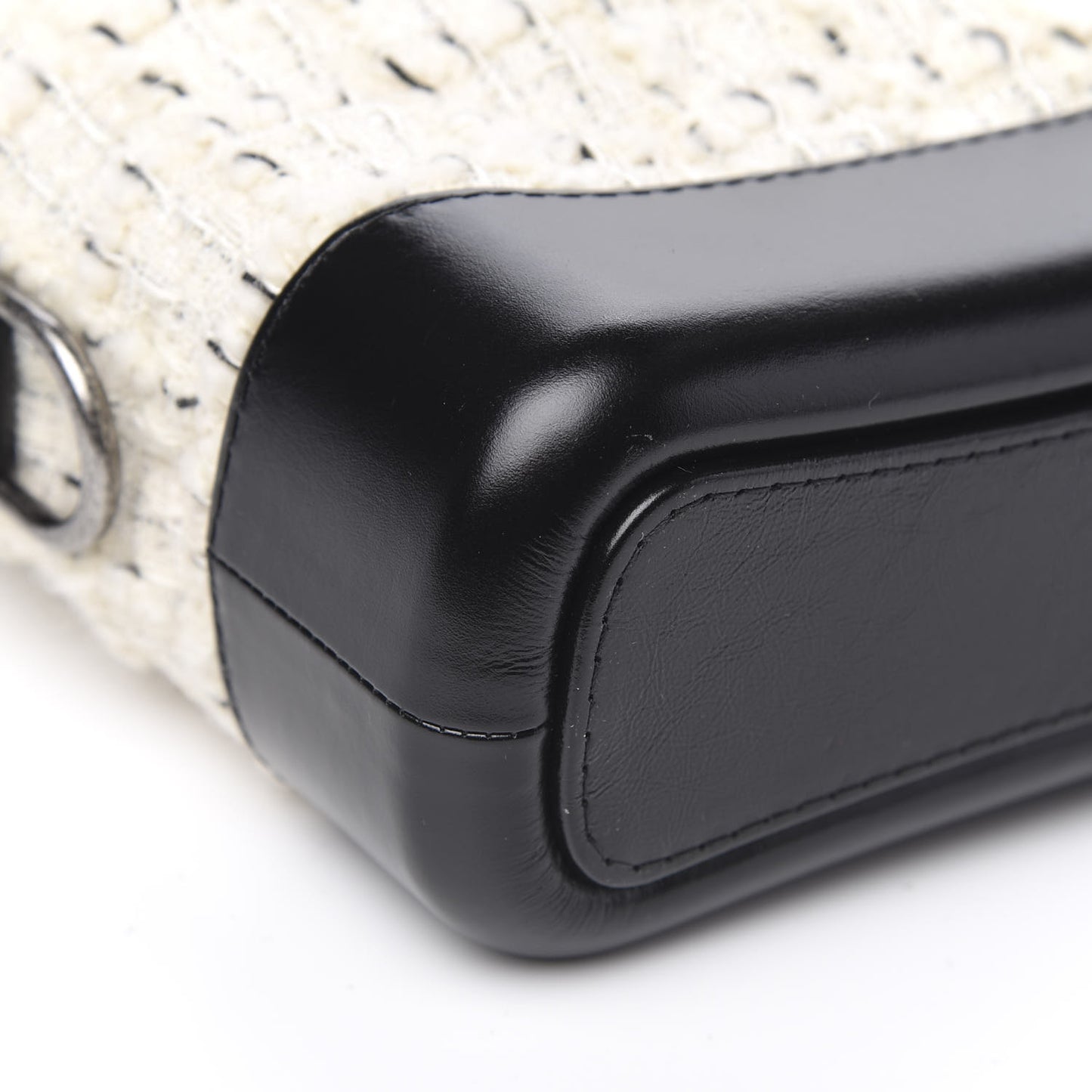 Tweed Calfskin Quilted Small Gabrielle Hobo Ivory Black