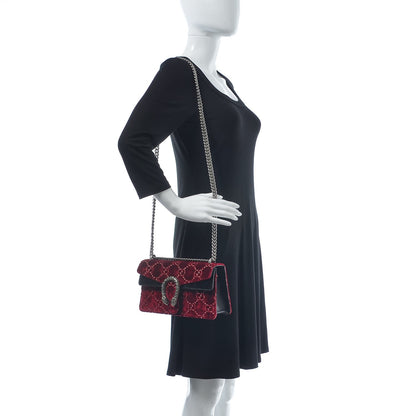 Gucci Velvet Skipper Crystal GG Monogram Small Dionysus Shoulder Bag Red Cipria Black Black Diamond 2 of 7